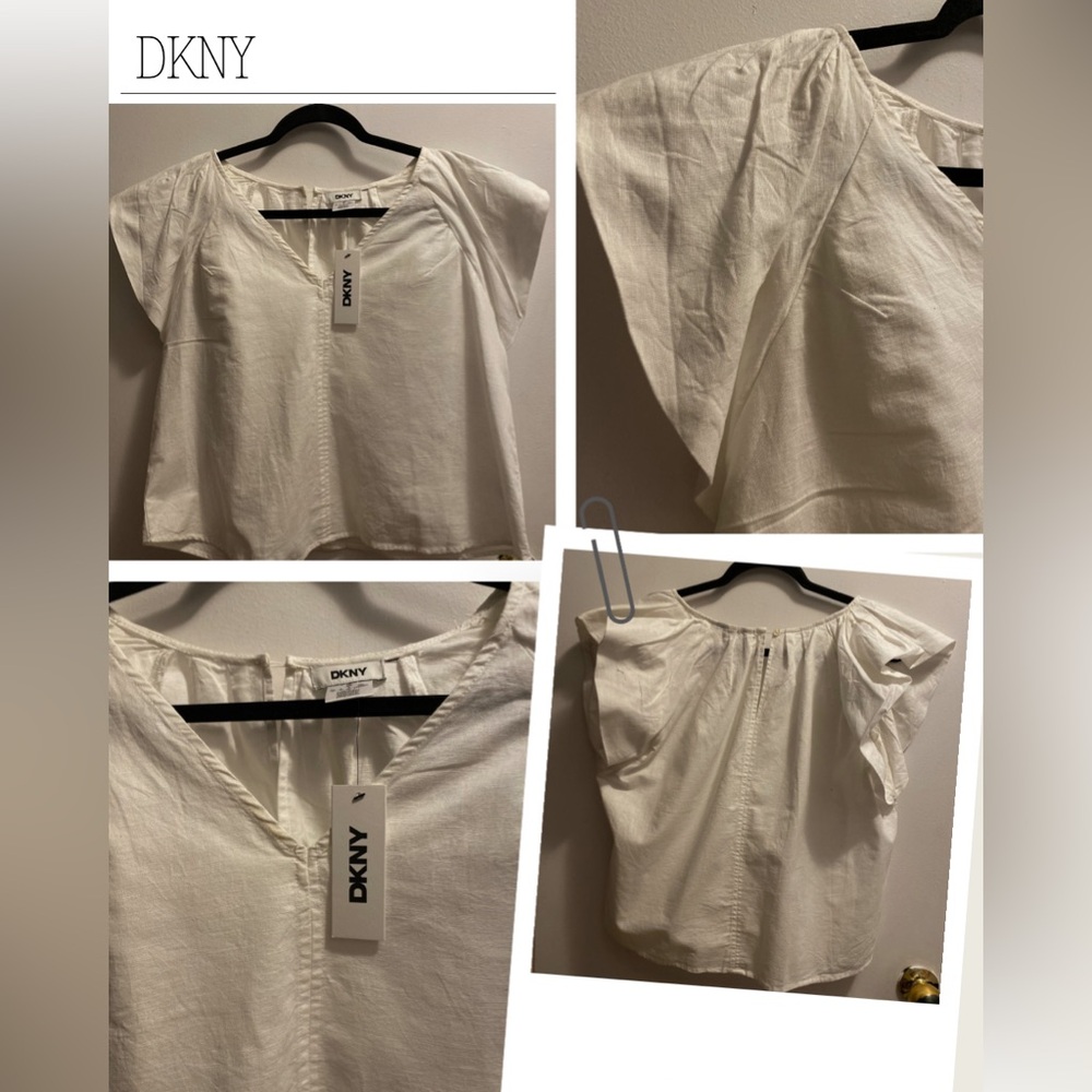 DKNY Women's Cream Blouse
